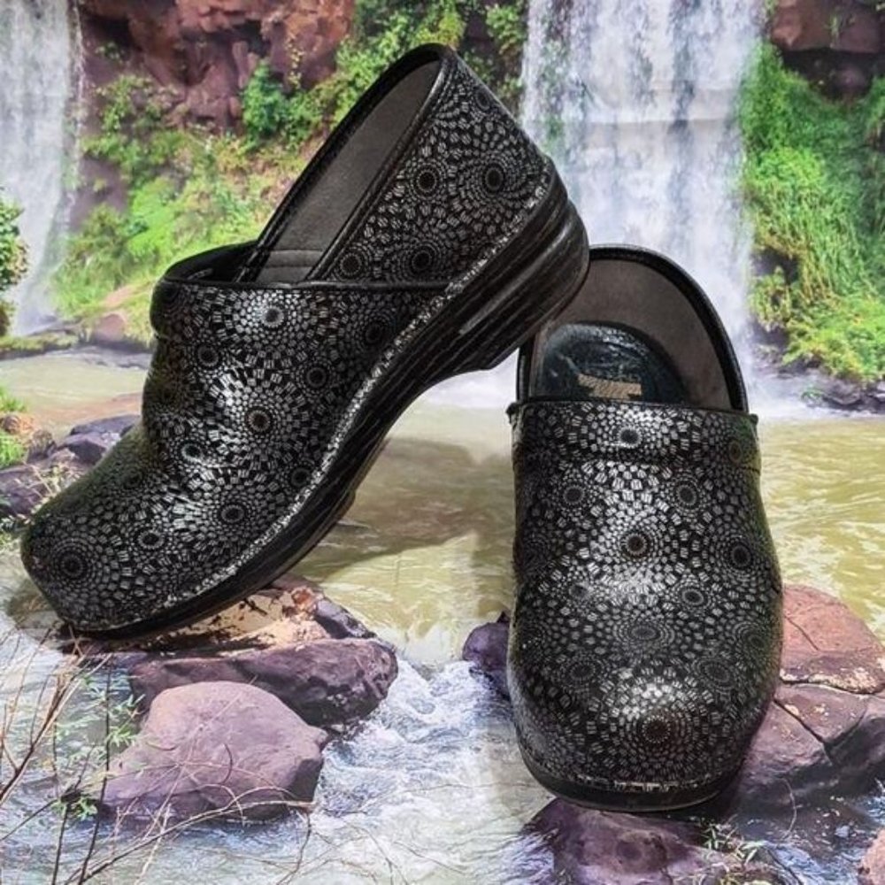 Dansko Black Silver Clogs Size 39